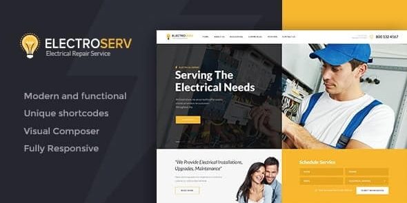 ElectroServ - Electrical Repair Service WordPress Theme