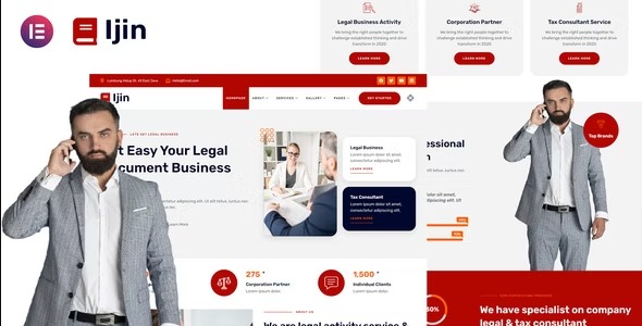 Ijin - Legal Business & Tax Consultant Services Elementor Template Kit
