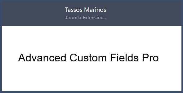 Advanced Custom Fields Pro Joomla