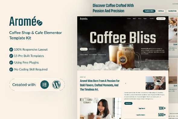 Arome - Coffee Shop & Cafe Elementor Template Kits