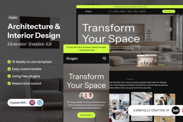 Arqen - Architecture & Interior Design Elementor Template Kit