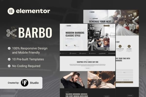 Barbo - Barbershop & Grooming Elementor Template Kit