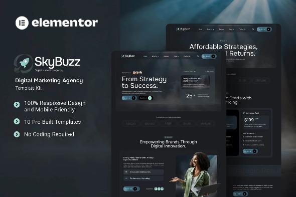 Skybuzz - Digital Marketing Agency Elementor Template Kits