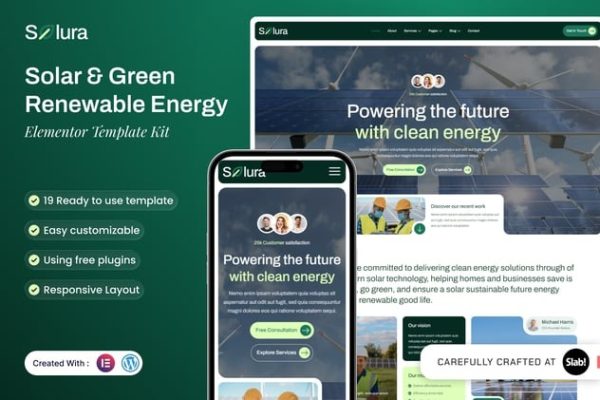 Solura - Solar & Green Renewable Energy Elementor Template Kit