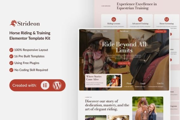 Strideon - Horse Riding & Training Elementor Template Kit