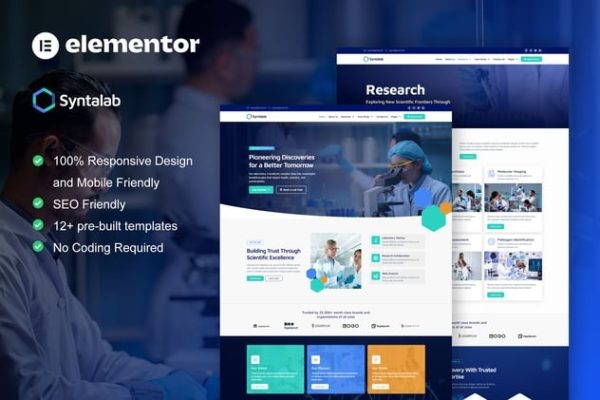SyntaLab - Science Research & Laboratory Elementor Template Kit