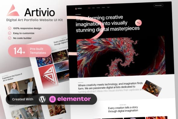 Artivio - Digital Art Portfolio Elementor Template Kit