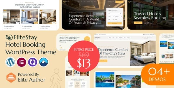 EliteStay - Hotel Booking WordPress Theme