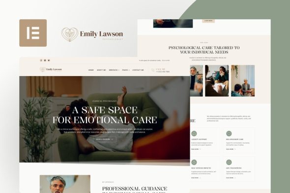 EmilyLawson - Psychologist & Counsellor Elementor Template Kit